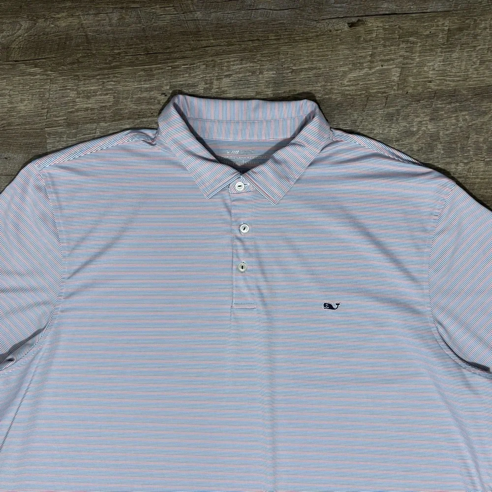 Vineyard Vines Sankaty Polo Red Blue White Stripe Performance XXL - Picture 5 of 9